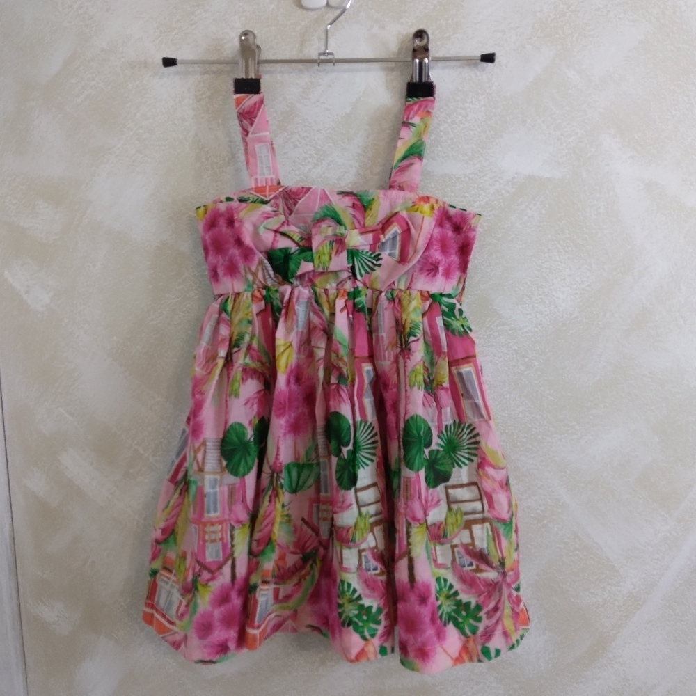 Mayoral Girls Pink and Green Tropical Dress NWT